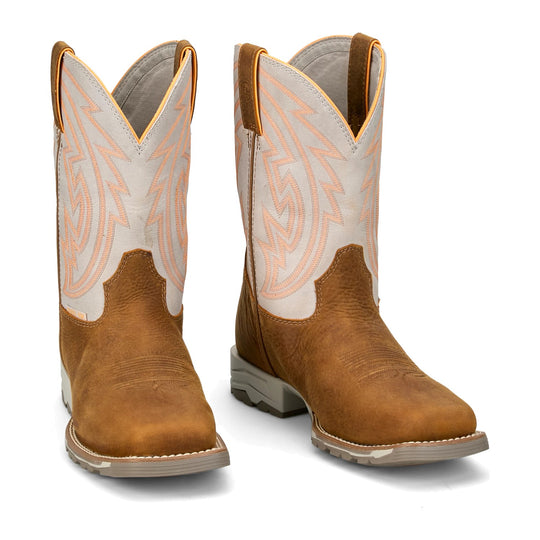 Justin Men's Lytle 11" Steel Toe Waterproof Western Work Boot - Brown/White - MV4595 - Overlook Boots