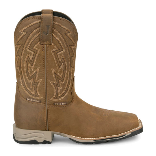 Justin Men's Lytle 11" Steel Toe Waterproof Western Work Boot - Brown - MV4599 - Overlook Boots