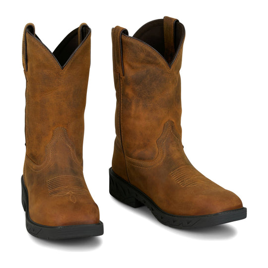 Justin Men's Trencher 11" Soft Toe Waterproof Western Work Boot - Brown - PD4066 - Overlook Boots