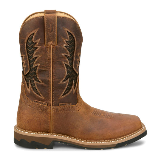 Justin Men's Bolt 11" Composite Toe Waterproof Western Work Boot - Brown - SE4130 - Overlook Boots