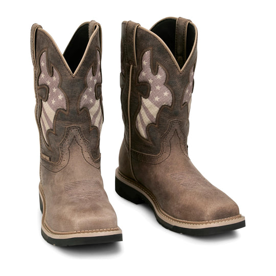 Justin Men's Bolt 11" Composite Toe Waterproof Western Work Boot - Antique Brown - SE4139 - Overlook Boots
