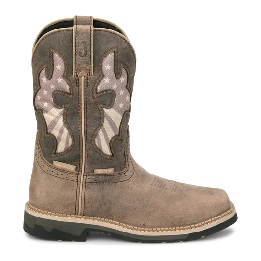 Justin Men's Bolt 11" Composite Toe Waterproof Western Work Boot - Antique Brown - SE4139 - Overlook Boots
