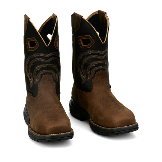 Justin Men's Slickline 11" Nano Composite Toe Waterproof Western Work Boot - Mocha - WR4143 - Overlook Boots