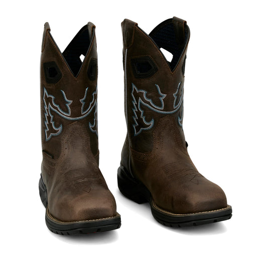 Justin Men's Apprentice 11" Nano Composite Toe Waterproof Western Work Boot - Brown - WR4147 - Overlook Boots