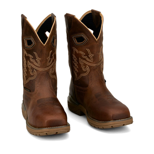 Justin Men's Oilpatch 11" Nano Composite Toe Waterproof Puncture Resistant Western Work Boot - Brown - WR4153 - Overlook Boots