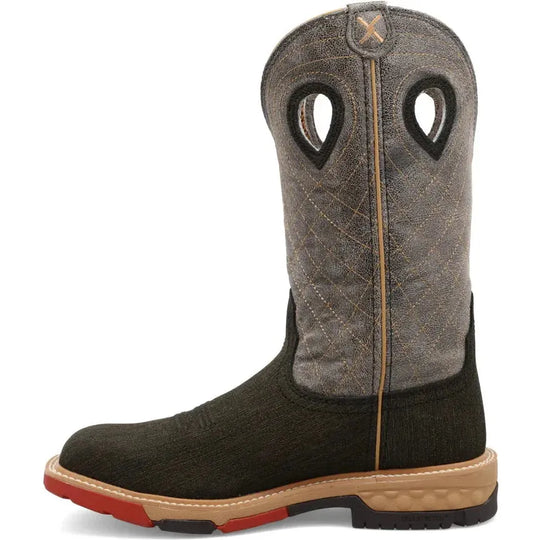 Twisted X Men's CellStretch 12" Alloy Toe Western Work Boot - Charcoal & Grey - MXBA002 - Overlook Boots