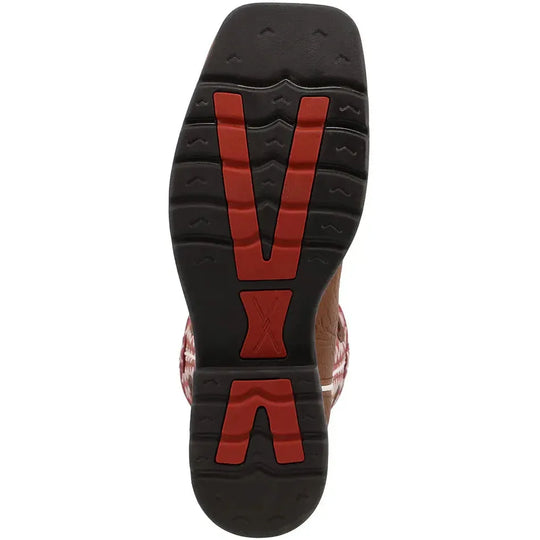 Twisted X Men's Lite 12" Steel Toe Moisture Wicking Western Work Boot - Distressed Saddle Shoulder & Cherry - MLCS001 - Overlook Boots