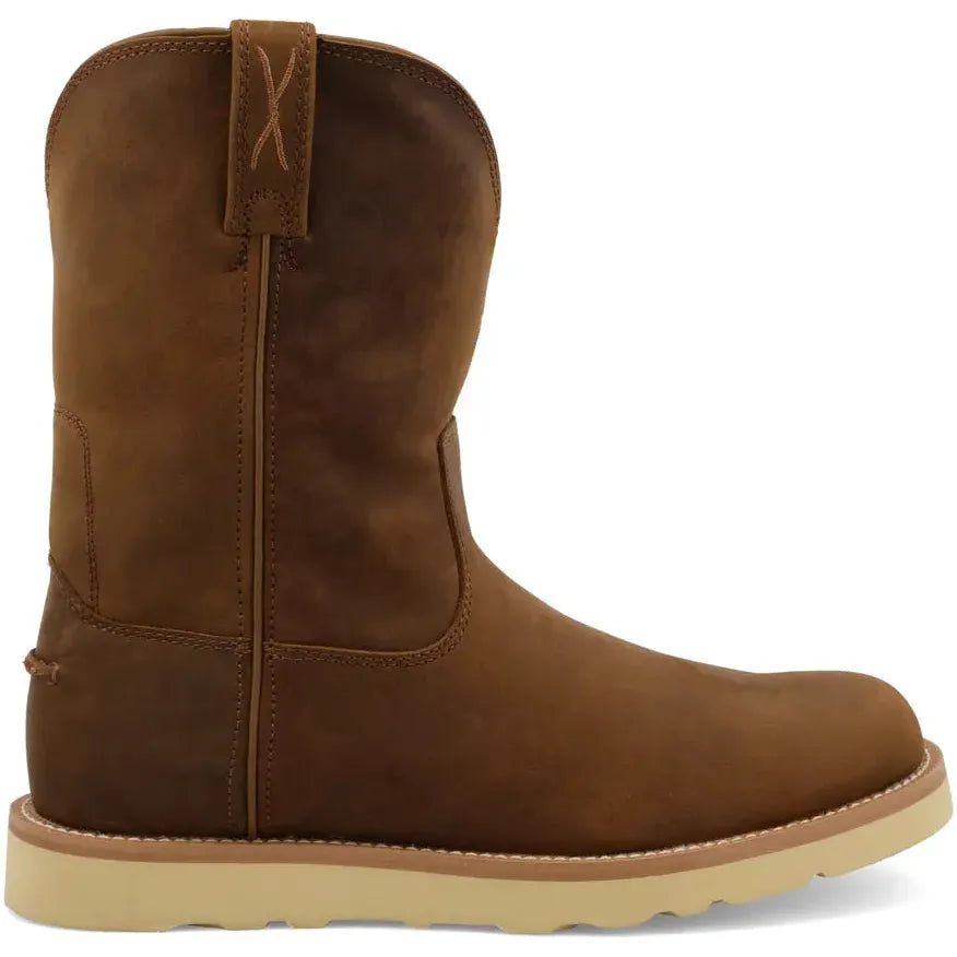 Twisted X Men's Iconic 10" Pull On Wedge Sole Wellington Work Boot - Brown - MCB0001 7 / Medium / Brown - Overlook Boots