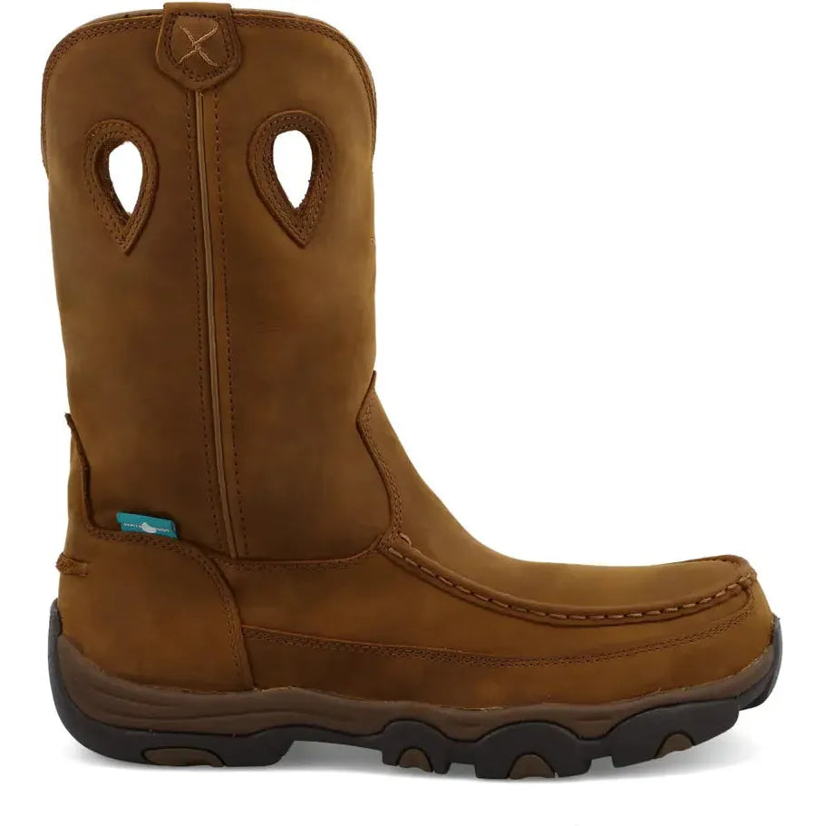 Twisted X Men's 11" Composite Toe Waterproof Pull On Hiker Work Boot - Oiled Saddle - MHKBCW1 7 / Medium / Brown - Overlook Boots
