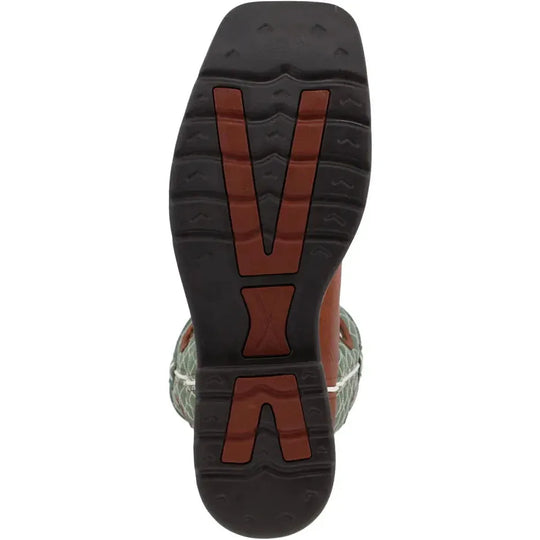 Twisted X Men's Lite 12" Steel Toe Moisture Wicking Western Work Boot - Cognac Glazed Pebble & Lime - MLCS002 - Overlook Boots