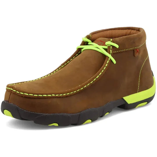 Twisted X Men's Chukka Driving Steel Toe Slip Resistant Work Boot - Distressed Saddle & Yellow - MDMST02 - Overlook Boots