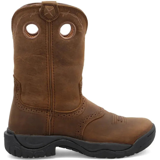 Twisted X Women's All Round 9" K Toe Pull On Work Boot - Distressed Saddle - WAB0001 5.5 / Medium / Brown - Overlook Boots
