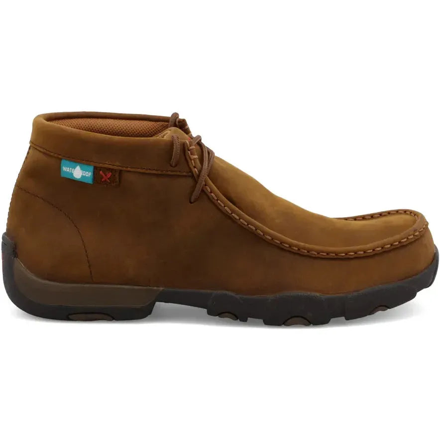 Twisted X Men's Chukka Driving Moc Toe Waterproof Slip Resistant Work Boot - Distressed Saddle - MDMW001 7 / Medium / Brown - Overlook Boots