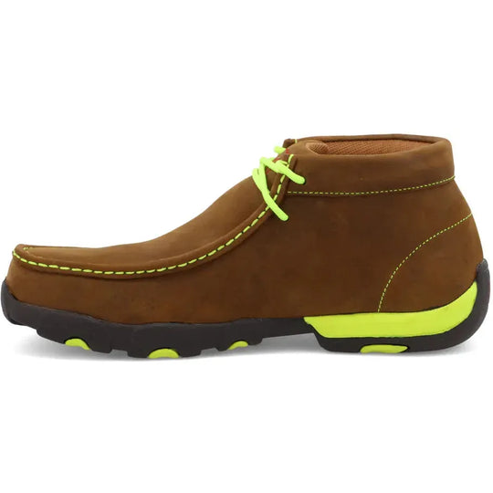 Twisted X Men's Chukka Driving Steel Toe Slip Resistant Work Boot - Distressed Saddle & Yellow - MDMST02 - Overlook Boots