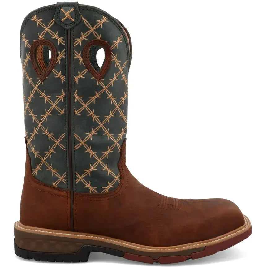 Twisted X Men's CellStretch 12" Comp Toe Pull On Western Work Boot - Mocha - MXBN002 7 / Medium / Brown - Overlook Boots