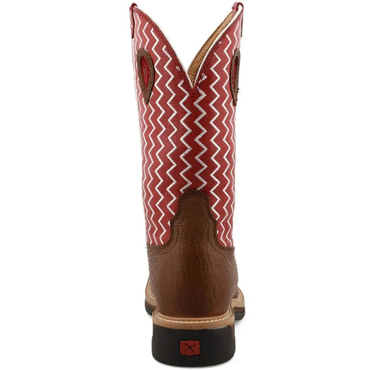 Twisted X Men's Lite 12" Steel Toe Moisture Wicking Western Work Boot - Distressed Saddle Shoulder & Cherry - MLCS001 - Overlook Boots