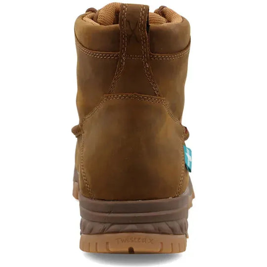 Twisted X Men's CellStretch 6" Composite Toe Waterproof Laces Work Boot - Distressed Saddle - MXCNW01 - Overlook Boots