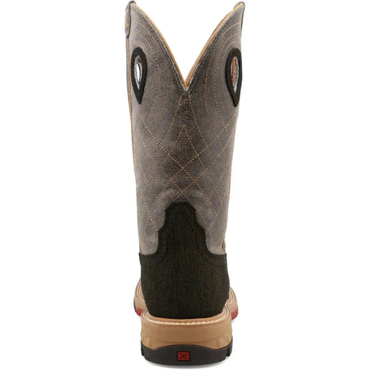 Twisted X Men's CellStretch 12" Alloy Toe Western Work Boot - Charcoal & Grey - MXBA002 - Overlook Boots