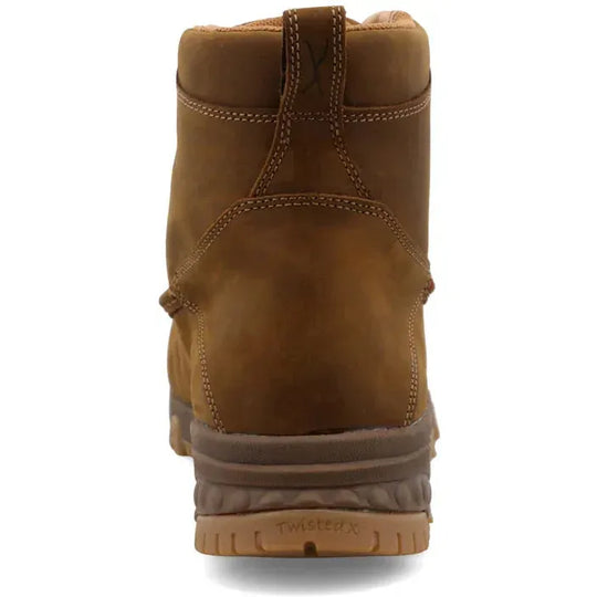 Twisted X Men's CellStretch 6" Composite Toe Lace Up Work Boot - Distressed Saddle - MXCC001 - Overlook Boots