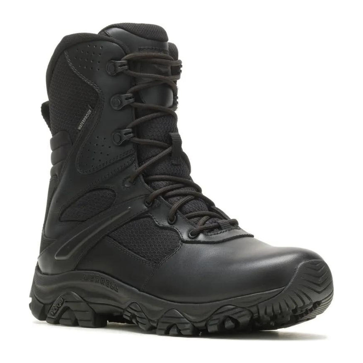 Merrell Tactical Men's Moab 3 Response 8" Side Zip Tactical Waterproof Wide Work Boot - Black - J003913W 7 / Wide / Black - Overlook Boots
