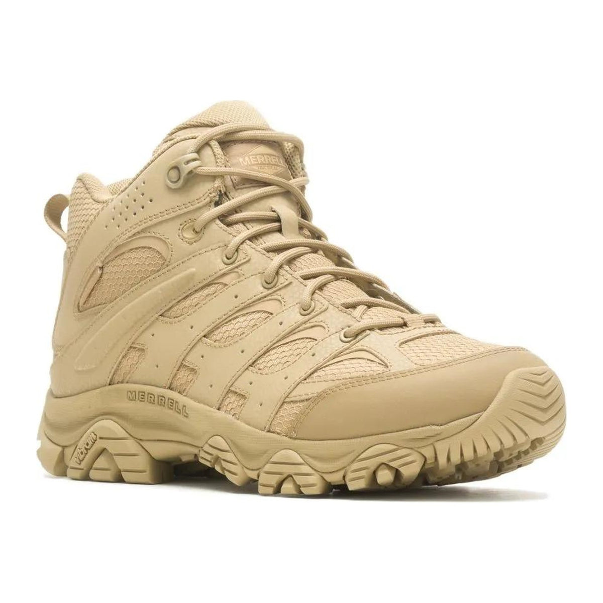 Merrell Tactical Men's Moab 3 Mid Tactical Waterproof Wide Work Boot - Dark Coyote - J004111W 7 / Wide / Dark Coyote - Overlook Boots