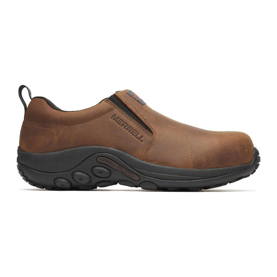 Merrell Work Women's Jungle Moc Leather Hi-Vis Carbon Fiber Toe Waterproof Work Shoe - Brown - J007820 - Overlook Boots