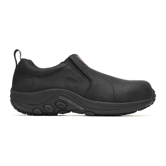 Merrell Work Men's Jungle Moc Leather Hi-Vis Carbon Fiber Toe Waterproof Static Dissipative Work Shoe - Black - J008007 - Overlook Boots
