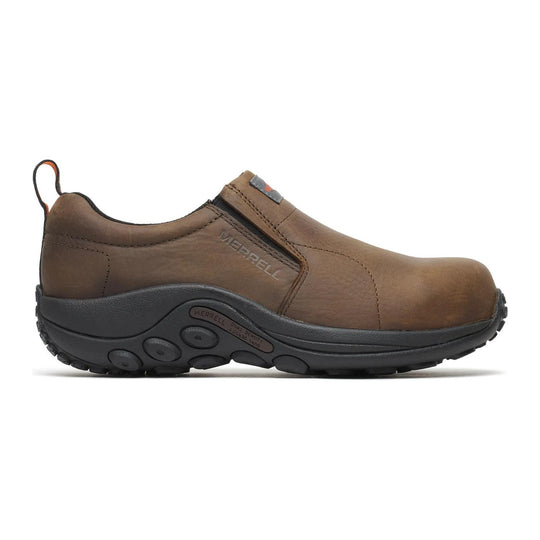Merrell Work Men's Jungle Moc Leather Composite Toe Waterproof Slip Resistant Wide Work Shoe - Espresso - J099319W - Overlook Boots