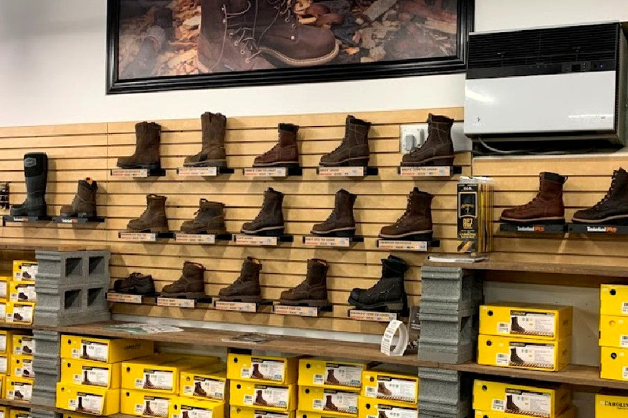 Work boot wall inside Overlook Boots Annapolis