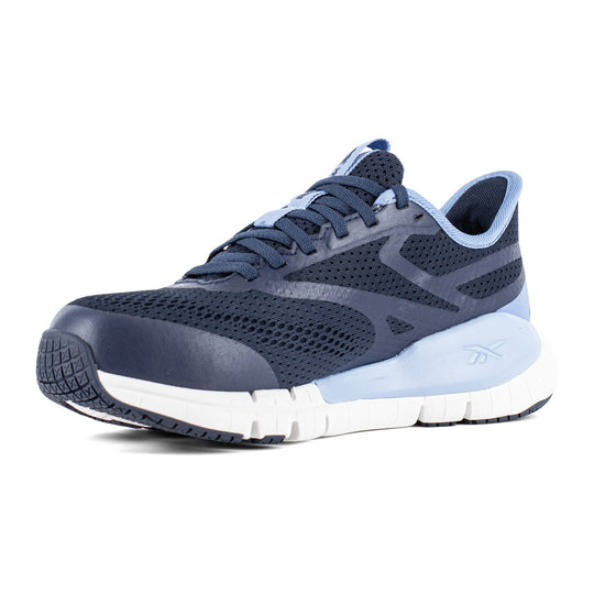 Reebok Women's Flex Trainer Composite Toe Static Dissipative Athletic Work Shoe - Navy and Sky Blue - RB513 - Overlook Boots