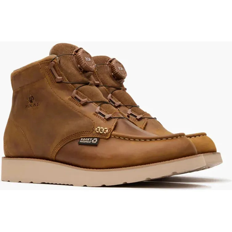 Rocky Men's MonoCrepe 6" Waterproof BOA Wedge Work Boot - Brown - RKK0512 - Overlook Boots