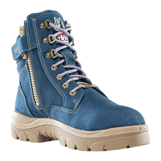 Steel Blue Women's Southern Cross Zip 6" Steel Toe Water Resistant Side Zip Work Boot - Blue - 812861 5 / Wide / Blue - Overlook Boots