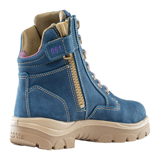 Steel Blue Women's Southern Cross Zip 6" Steel Toe Water Resistant Side Zip Work Boot - Blue - 812861 - Overlook Boots