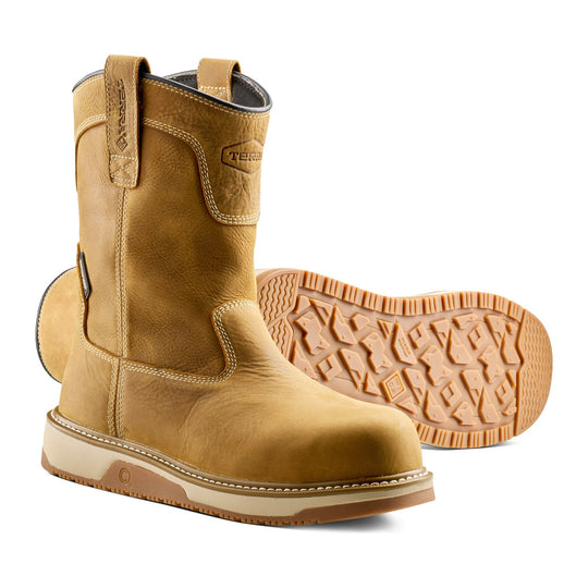 Terra Men's Ironstone Round Toe Pull-On Composite Toe Waterproof Safety Work Boot - Tan - 1163TN - Overlook Boots