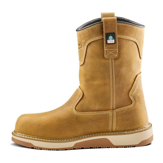 Terra Men's Ironstone Round Toe Pull-On Composite Toe Waterproof Safety Work Boot - Tan - 1163TN - Overlook Boots