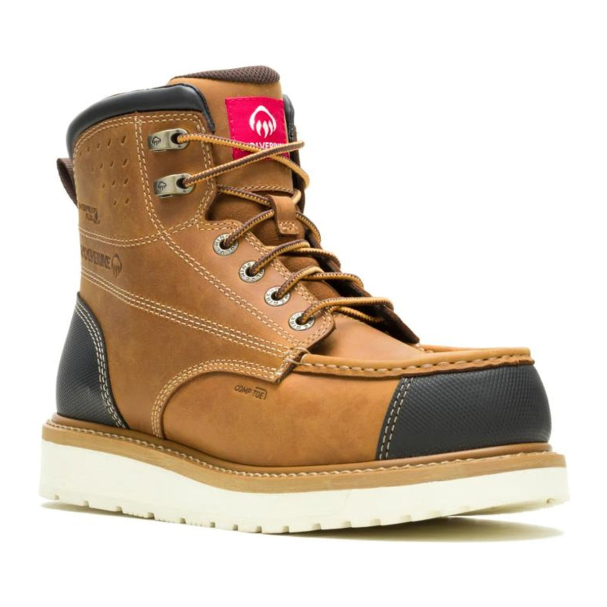 Wolverine Men's Loader II 6" CarbonMAX Composite Toe Waterproof Moc Toe Wedge Work Boot - Wheat - W261031 7 / Medium / Wheat - Overlook Boots