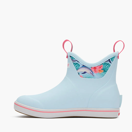 Xtratuf Ankle Deck Boot Women's 6" WP Outdoor Boot - Blue / Dolphin Floral - XWABGH21 - Overlook Boots