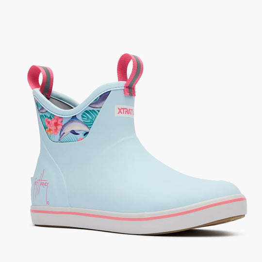 Xtratuf Ankle Deck Boot Women's 6" WP Outdoor Boot - Blue / Dolphin Floral - XWABGH21 - Overlook Boots
