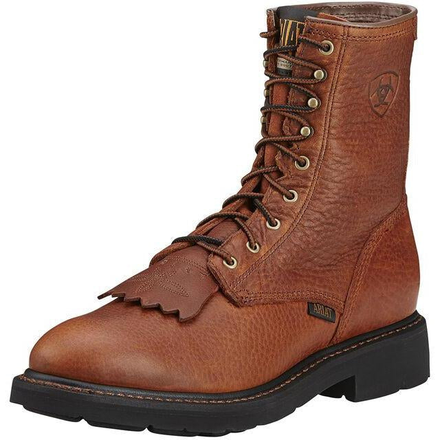 Ariat Men's Cascade 8" Soft Toe Lace-Up Work Boot - Sunshine Wildcat - 10002420 6 / Wide / Brown - Overlook Boots