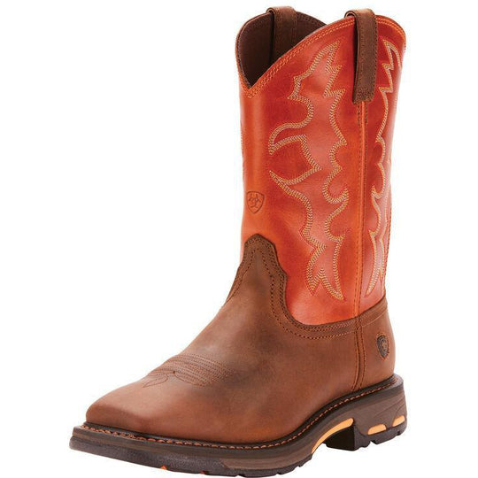 Ariat Men's WorkHog 11" Wide Square Soft Toe Western Work Boot - Dark Earth - 10005888 6 / Medium / Brown - Overlook Boots