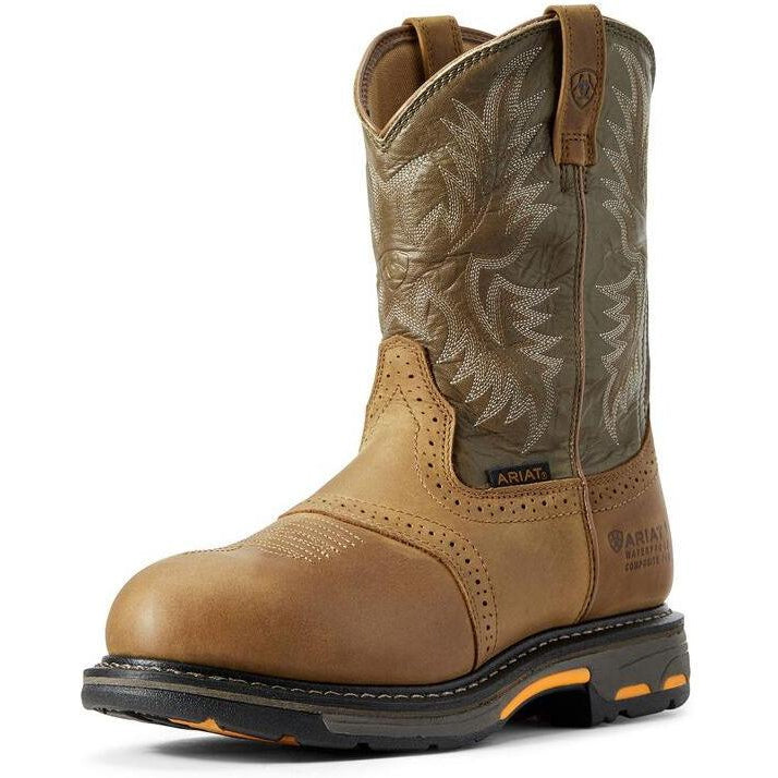 Ariat Men's WorkHog 10" Composite Toe Waterproof Western Work Boot - Aged Bark - 10008635 7 / Medium / Brown - Overlook Boots