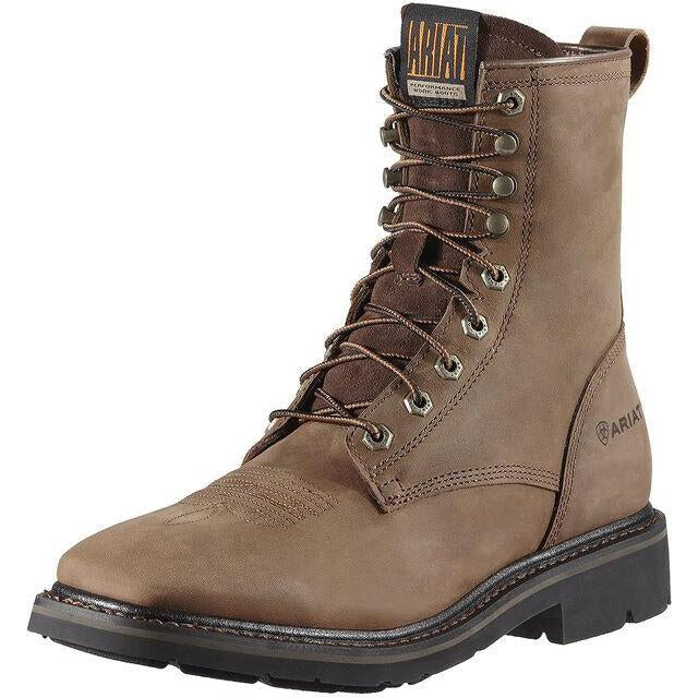 Ariat Men's Cascade 8" Wide Square Soft Toe Work Boot - Alamo Brown - 10011916 7 / Medium / Brown - Overlook Boots