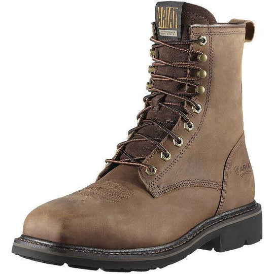 Ariat Men's Cascade 8" Wide Square Steel Toe Work Boot - Alamo Brown - 10011917 7 / Medium / Brown - Overlook Boots