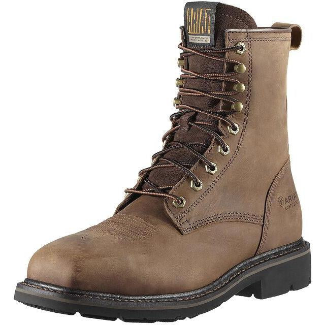 Ariat Men's Cascade 8" Wide Square Steel Toe Work Boot - Alamo Brown - 10011917 7 / Medium / Brown - Overlook Boots