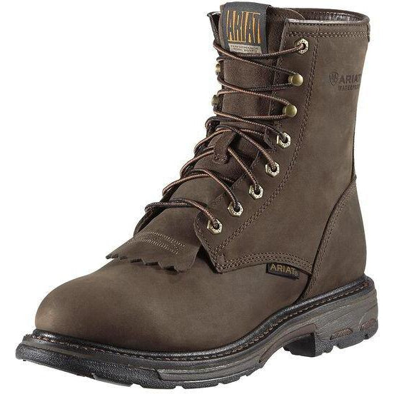 Ariat Men's WorkHog 8" Soft Toe Waterproof Work Boot - Oily Distressed Brown - 10011939 7 / Medium / Brown - Overlook Boots