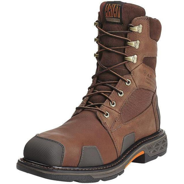 Ariat Men's OverDrive 8" Wide Square Composite Toe Waterproof Work Boot - Chestnut Brown - 10012940 7 / Medium / Brown - Overlook Boots