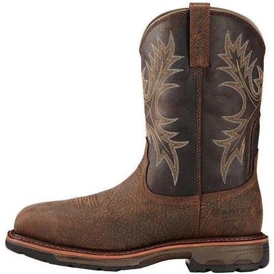 Ariat Men's WorkHog 11" Composite Toe Waterproof Western Work Boot - Bruin Brown - 10017420 - Overlook Boots