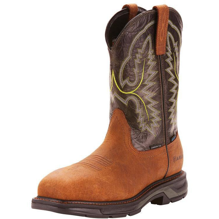 Ariat Men's WorkHog Extreme 11" Carbon Toe Waterproof Western Work Boot - Bark - 10024966 7 / Medium / Black - Overlook Boots