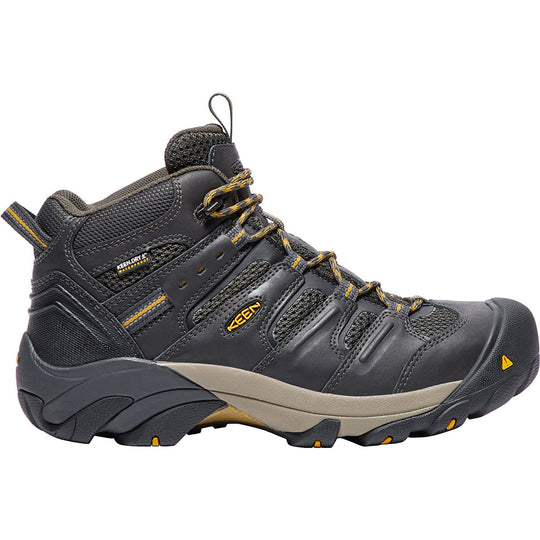 KEEN Utility Men's Lansing Mid Steel Toe Waterproof Work Boot - Raven/Tawny Olive - 1018079 - Overlook Boots