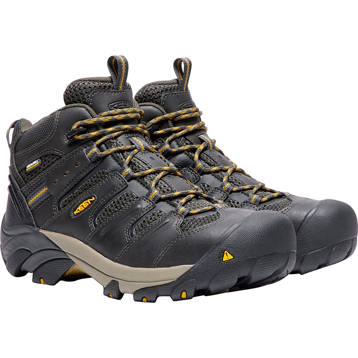 KEEN Utility Men's Lansing Mid Steel Toe Waterproof Work Boot - Raven/Tawny Olive - 1018079 7 / Medium / Raven/Tawny Olive - Overlook Boots